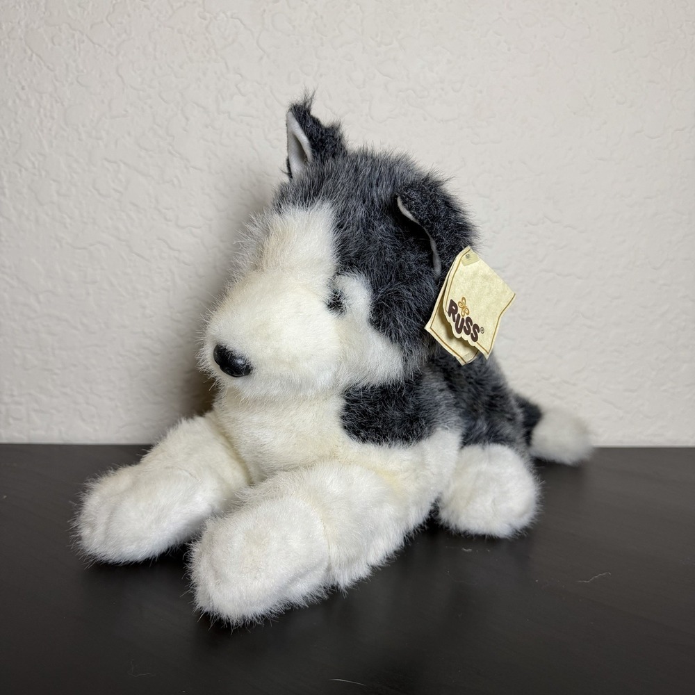 Russ Berrie Blizzard Siberian Husky Puppy Plush Stuffed Animal Toy Vintage 1990s